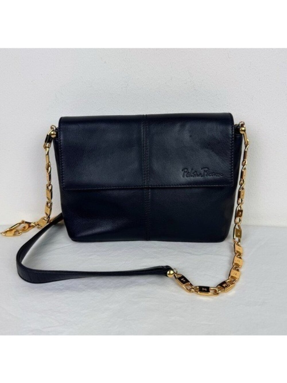 Paloma Picasso Vintage Navy Blue Leather Bag